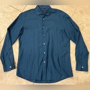 Ermenegildo Zegna Blue Cashmere Cotton Cashco Knit Long Sleeve Shirt L Large WOW